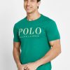T-shirts verts à col ras du cou avec logo Ralph Lauren pour hommes T-shirts verts à col ras du cou avec logo Ralph Lauren pour hommes