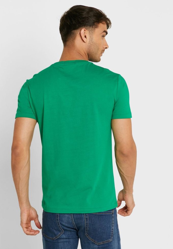 T-shirts verts à col ras du cou avec logo Ralph Lauren pour hommes