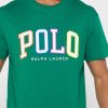 T-shirts verts à col ras du cou avec logo Ralph Lauren pour hommes T-shirts verts à col ras du cou avec logo Ralph Lauren pour hommes