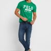 T-shirts verts à col ras du cou avec logo Ralph Lauren pour hommes