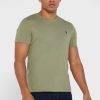 T-shirts verts à col ras du cou et logo poitrine Ralph Lauren pour homme