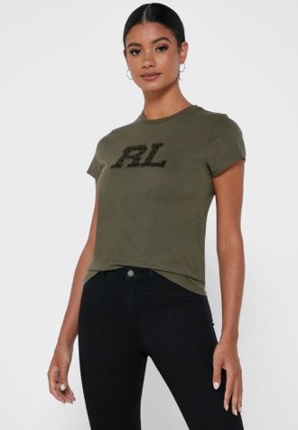 T-shirts verts à col rond et imprimé graphique Ralph Lauren pour femmes