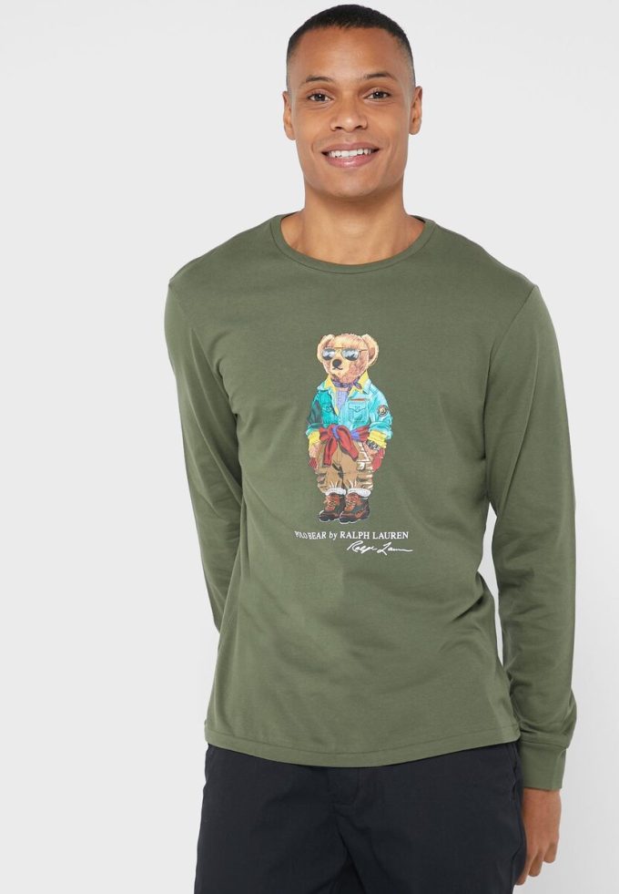 T-shirts verts à col rond et imprimé graphique Ralph Lauren pour hommes T-shirts verts à col rond et imprimé graphique Ralph Lauren pour hommes