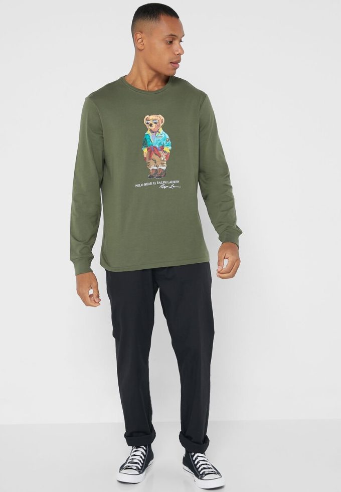 T-shirts verts à col rond et imprimé graphique Ralph Lauren pour hommes T-shirts verts à col rond et imprimé graphique Ralph Lauren pour hommes