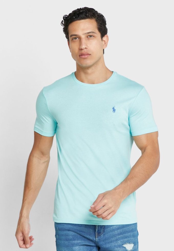 T-shirts verts à col rond Ralph Lauren Essential pour hommes T-shirts verts à col rond Ralph Lauren Essential pour hommes