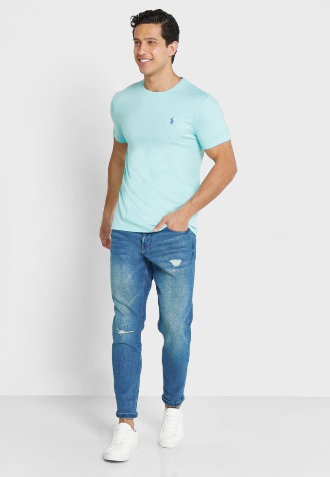 T-shirts verts à col rond Ralph Lauren Essential pour hommes T-shirts verts à col rond Ralph Lauren Essential pour hommes