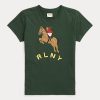 T-shirts verts en jersey avec logo équestre Ralph Lauren pour femme T-shirts verts en jersey avec logo équestre Ralph Lauren pour femme