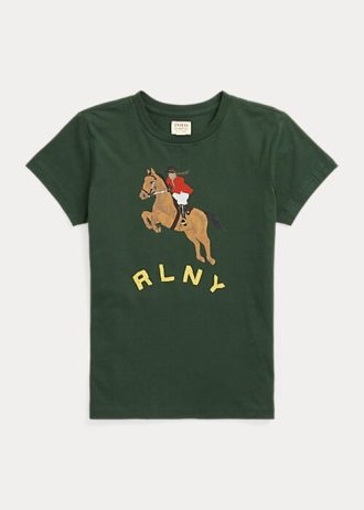 T-shirts verts en jersey avec logo équestre Ralph Lauren pour femme