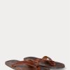 Tongs en cuir marron foncé pour hommes Ralph Lauren