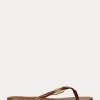Tongs en cuir nappa marron Emalia de Ralph Lauren pour femmes
