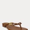 Tongs en cuir nappa marron Emalia de Ralph Lauren pour femmes