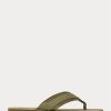 Tongs en daim à bordure gros-grain Ralph Lauren olive foncé pour homme