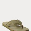 Tongs en daim à bordure gros-grain Ralph Lauren olive foncé pour homme