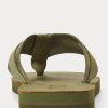 Tongs en daim à bordure gros-grain Ralph Lauren olive foncé pour homme