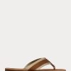 Tongs marron en daim à bordure gros-grain Ralph Lauren pour homme Tongs marron en daim à bordure gros-grain Ralph Lauren pour homme