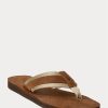 Tongs marron en daim à bordure gros-grain Ralph Lauren pour homme Tongs marron en daim à bordure gros-grain Ralph Lauren pour homme