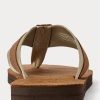 Tongs marron en daim à bordure gros-grain Ralph Lauren pour homme Tongs marron en daim à bordure gros-grain Ralph Lauren pour homme