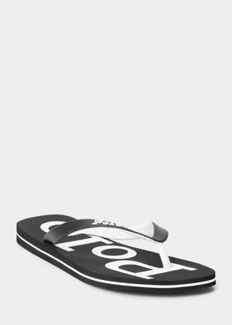 Tongs noires/blanches à logo Ralph Lauren Bolt pour homme