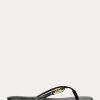 Tongs noires en cuir nappa Emalia de Ralph Lauren pour femmes