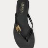 Tongs noires en cuir nappa Emalia de Ralph Lauren pour femmes