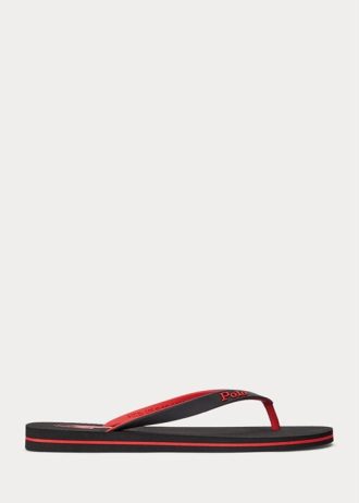 Tongs noires/rouges pour hommes Ralph Lauren Bolt Pony