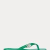 Tongs vertes en cuir nappa Emalia de Ralph Lauren pour femmes