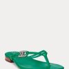 Tongs vertes en cuir nappa Emalia de Ralph Lauren pour femmes
