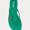 Tongs vertes en cuir nappa Emalia de Ralph Lauren pour femmes