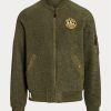 Vestes bomber en polaire brossée vertes Ralph Lauren pour hommes Vestes bomber en polaire brossée vertes Ralph Lauren pour hommes