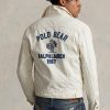 Vestes camionneur blanches brodées Polo Bear Ralph Lauren pour hommes Vestes camionneur blanches brodées Polo Bear Ralph Lauren pour hommes