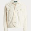 Vestes camionneur blanches brodées Polo Bear Ralph Lauren pour hommes Vestes camionneur blanches brodées Polo Bear Ralph Lauren pour hommes
