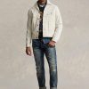 Vestes camionneur blanches brodées Polo Bear Ralph Lauren pour hommes Vestes camionneur blanches brodées Polo Bear Ralph Lauren pour hommes