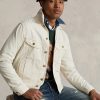 Vestes camionneur blanches brodées Polo Bear Ralph Lauren pour hommes Vestes camionneur blanches brodées Polo Bear Ralph Lauren pour hommes