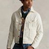 Vestes camionneur blanches brodées Polo Bear Ralph Lauren pour hommes Vestes camionneur blanches brodées Polo Bear Ralph Lauren pour hommes