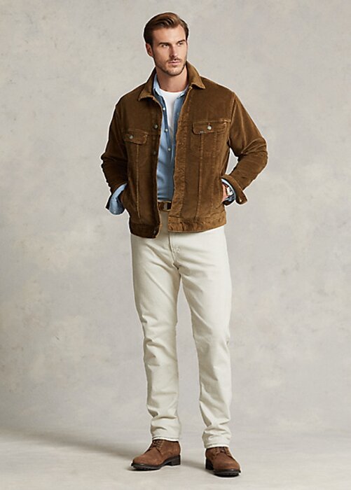 Vestes camionneur en velours côtelé extensible marron Ralph Lauren pour homme Vestes camionneur en velours côtelé extensible marron Ralph Lauren pour homme