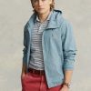 Vestes à capuche en chambray indigo bleu Ralph Lauren pour homme Vestes à capuche en chambray indigo bleu Ralph Lauren pour homme