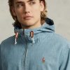 Vestes à capuche en chambray indigo bleu Ralph Lauren pour homme Vestes à capuche en chambray indigo bleu Ralph Lauren pour homme