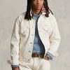 Vestes de camionneur blanches en toile Ralph Lauren pour homme, coupe décontractée Vestes de camionneur blanches en toile Ralph Lauren pour homme, coupe décontractée