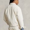 Vestes de camionneur blanches en toile Ralph Lauren pour homme, coupe décontractée Vestes de camionneur blanches en toile Ralph Lauren pour homme, coupe décontractée
