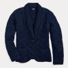 Vestes en jersey indigo matelassé bleu marine Ralph Lauren pour femme Vestes en jersey indigo matelassé bleu marine Ralph Lauren pour femme