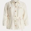 Vestes en lin à chevrons ceinturées et crème Ralph Lauren pour femme Vestes en lin à chevrons ceinturées et crème Ralph Lauren pour femme