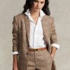 Vestes en tweed de laine et de lin à carreaux Ralph Lauren marron pour femme Vestes en tweed de laine et de lin à carreaux Ralph Lauren marron pour femme