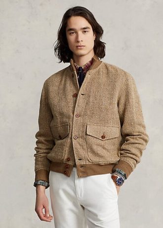 Vestes en tweed mélangé lin marron Ralph Lauren pour homme