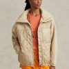 Vestes hybrides beiges Ralph Lauren à poils longs et panneaux indéchirables pour femme