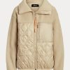 Vestes hybrides beiges Ralph Lauren à poils longs et panneaux indéchirables pour femme