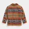 Vestes jacquard à col en peau lainée Ralph Lauren orange pour femmes