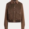 Vestes marron Ralph Lauren Hugh en daim d’agneau et à chevrons pour femme Vestes marron Ralph Lauren Hugh en daim d’agneau et à chevrons pour femme