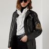 Vestes moto noires en cuir de veau Cadena Ralph Lauren pour femmes Vestes moto noires en cuir de veau Cadena Ralph Lauren pour femmes