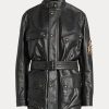 Vestes moto noires en cuir de veau Cadena Ralph Lauren pour femmes Vestes moto noires en cuir de veau Cadena Ralph Lauren pour femmes