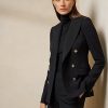 Vestes noires en laine mélangée Ralph Lauren Camden pour femmes Vestes noires en laine mélangée Ralph Lauren Camden pour femmes